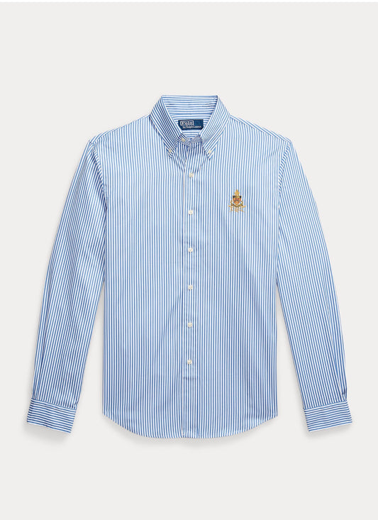 Chemise en popeline rayée Classic Fit à écusson