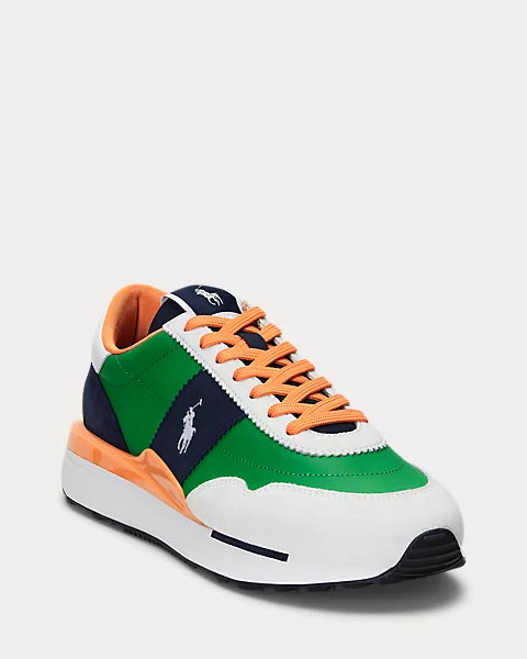 Baskets Train 89 bleu marine, vert et orange