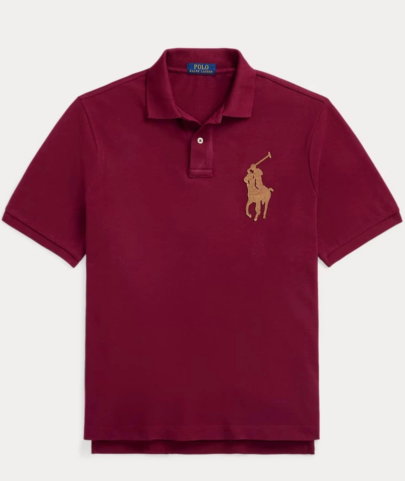 Polo homme coupe Custom Slim Fit avec logo Big Pony en cuir