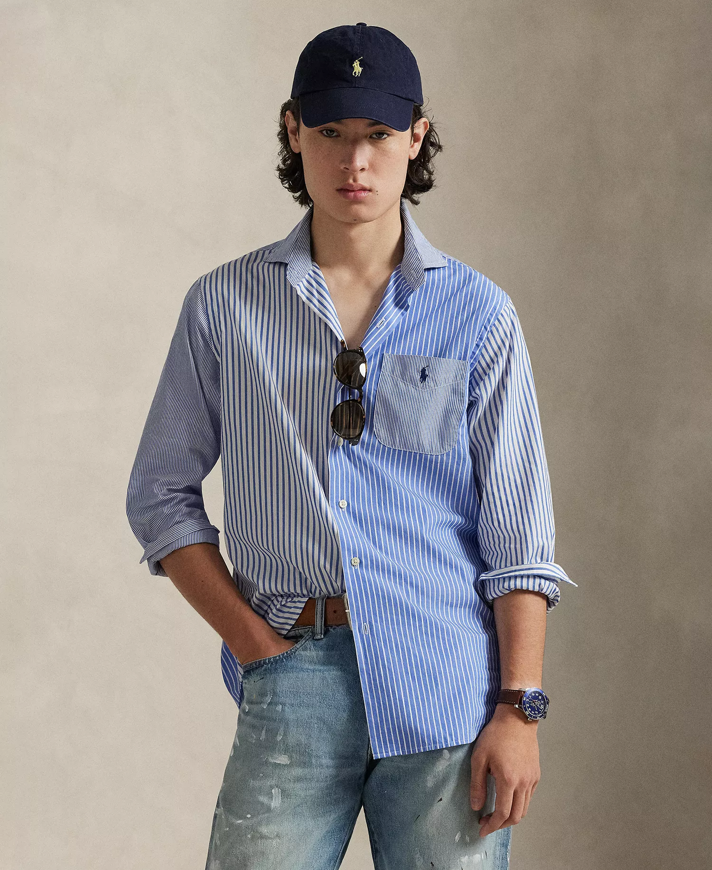 Chemise fantaisie rayée en popeline pour homme – Coupe classique