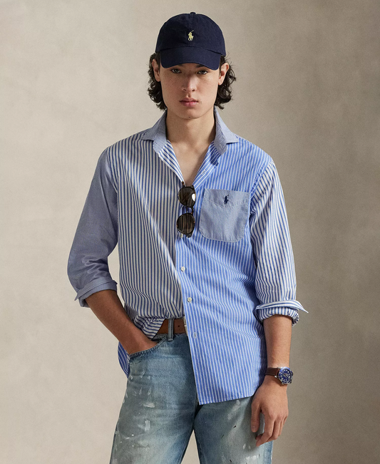 Chemise fantaisie rayée en popeline pour homme – Coupe classique