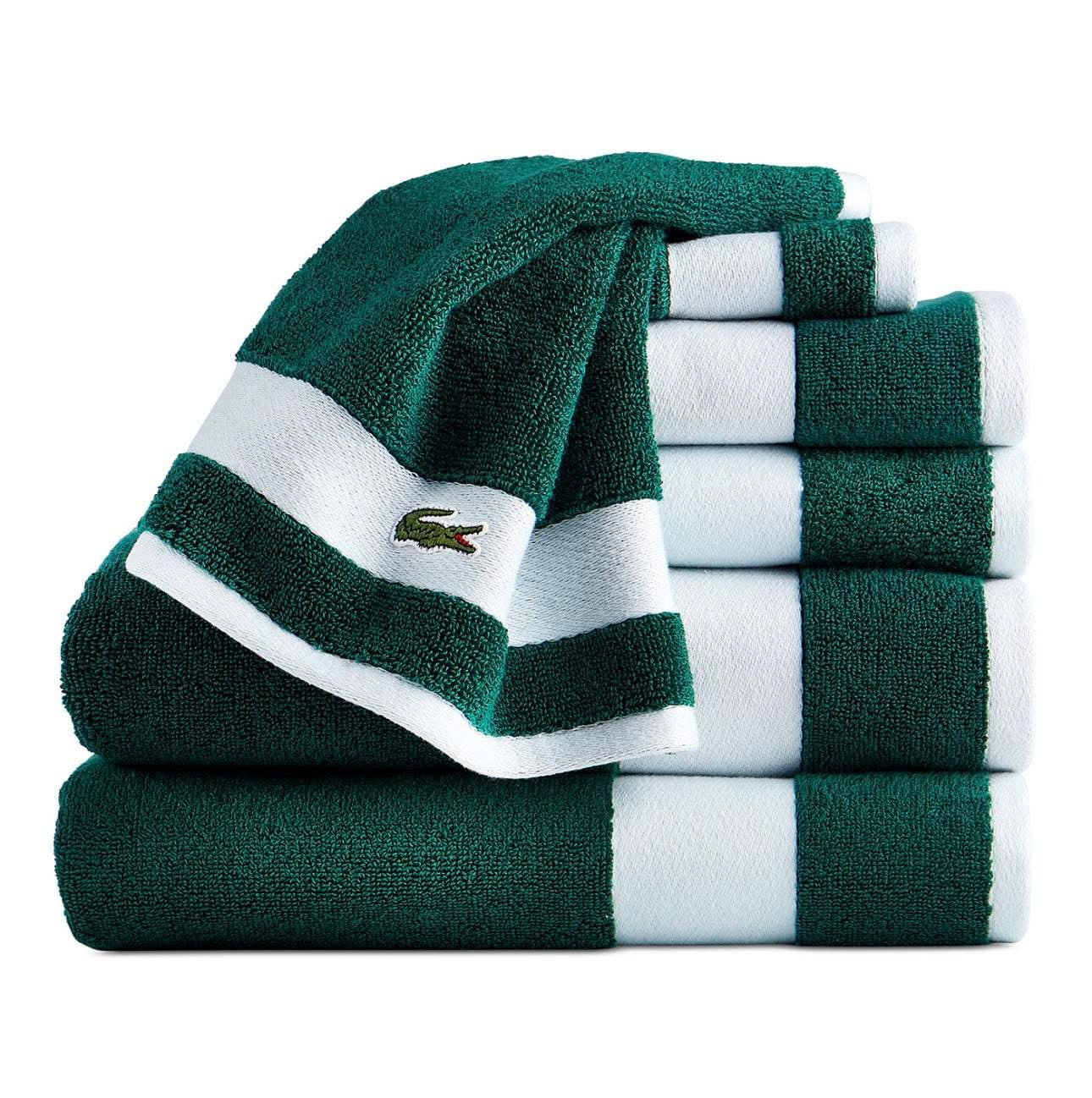 Ensemble de 6 serviettes de bain en coton avec logo Heritage Sport à rayures".
