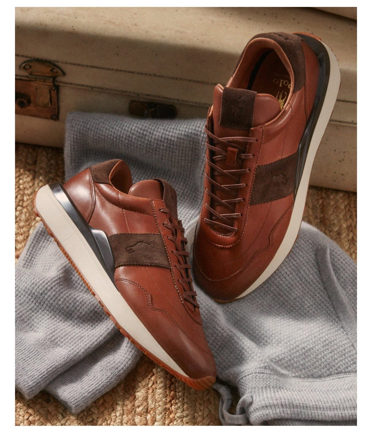 Baskets homme Train 89 cuir marron – Style urbain (Précommande)