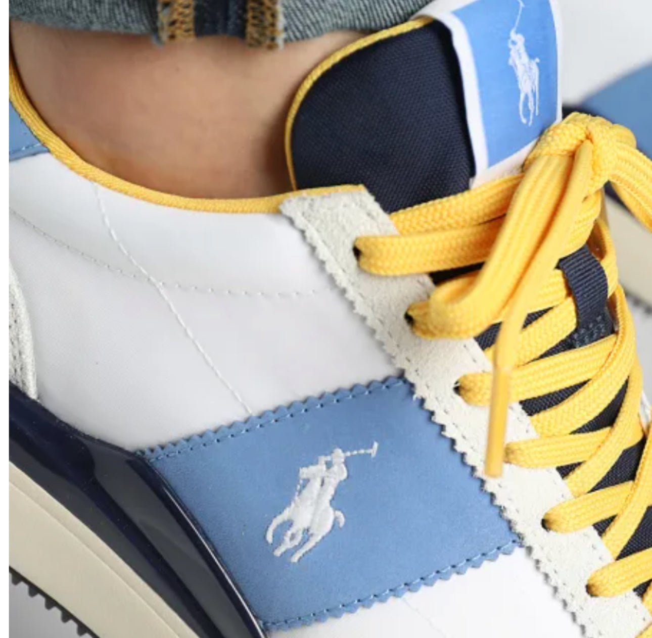 Baskets Train 89 de course à détails côtelés noirs - Blanc-Jaune