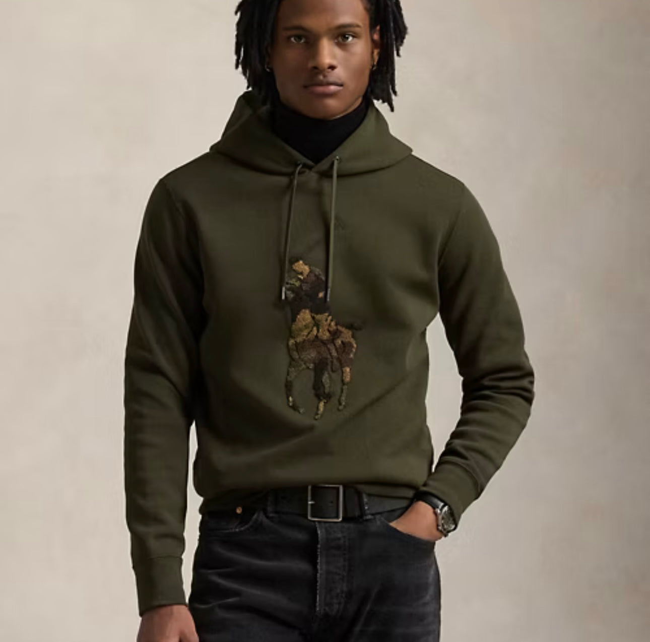 Sweat  à  capuche Big Pony Camouflage – Maille Double