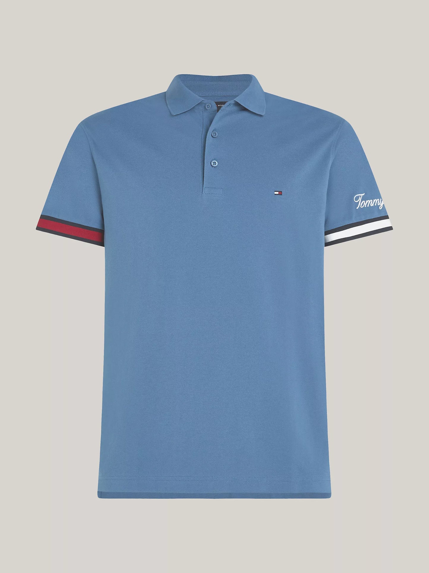 Polo coupe slim avec poignets à liseré drapeau
