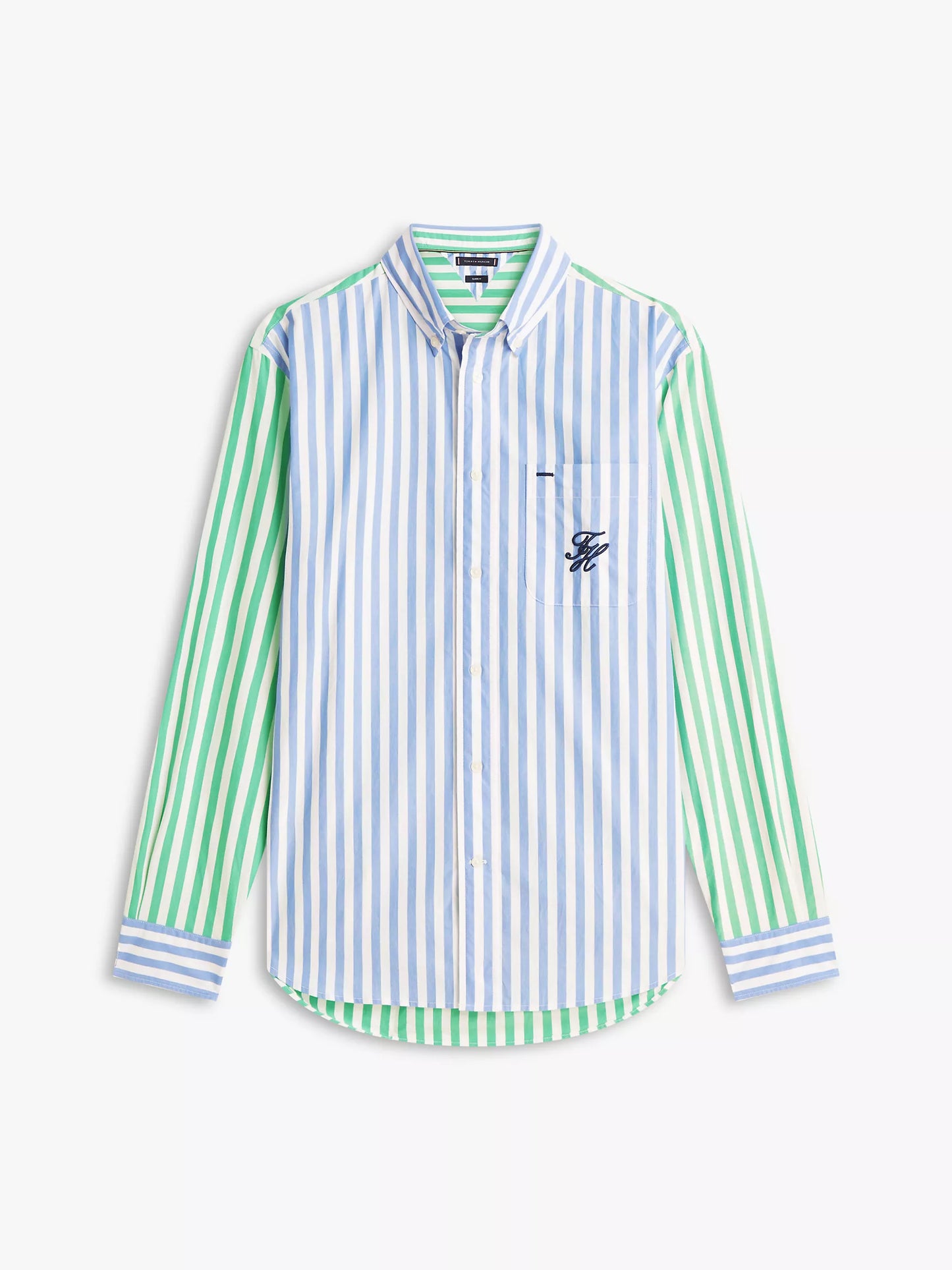 Chemise coupe classique à rayures mixtes, toucher papier