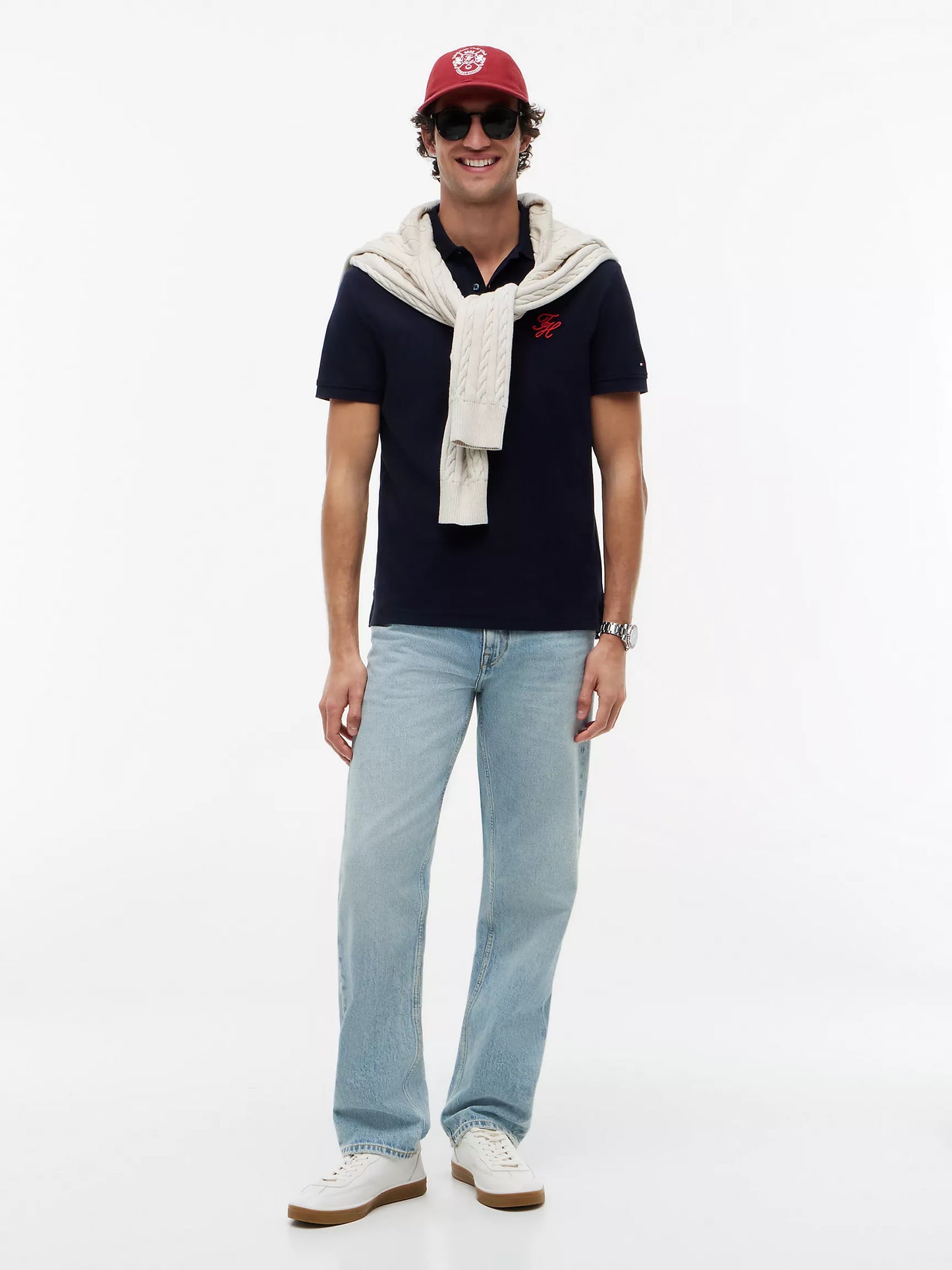 Polo en piqué à monogramme script coupe classique