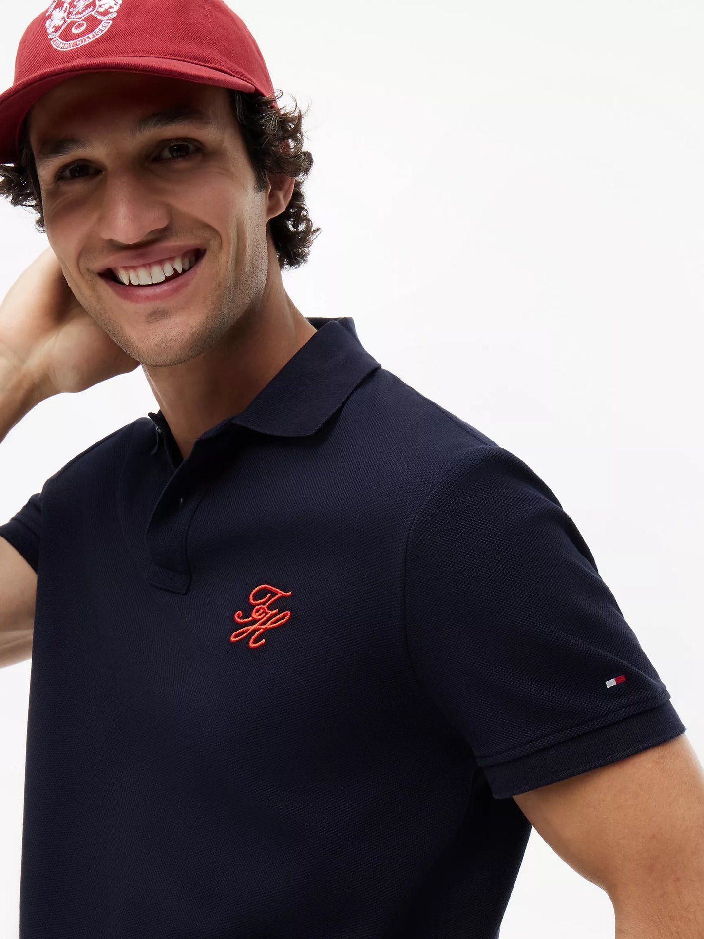 Polo en piqué à monogramme script coupe classique