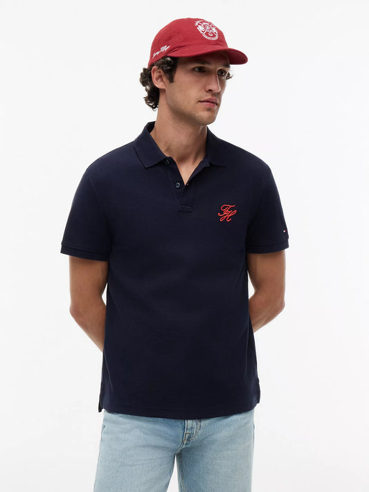 Polo en piqué à monogramme script coupe classique