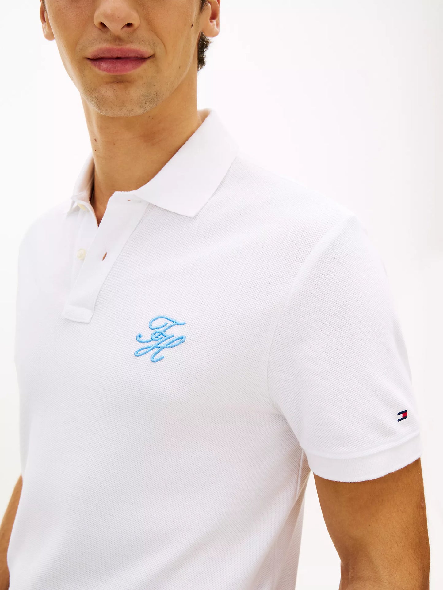 Polo en piqué à monogramme script coupe classique