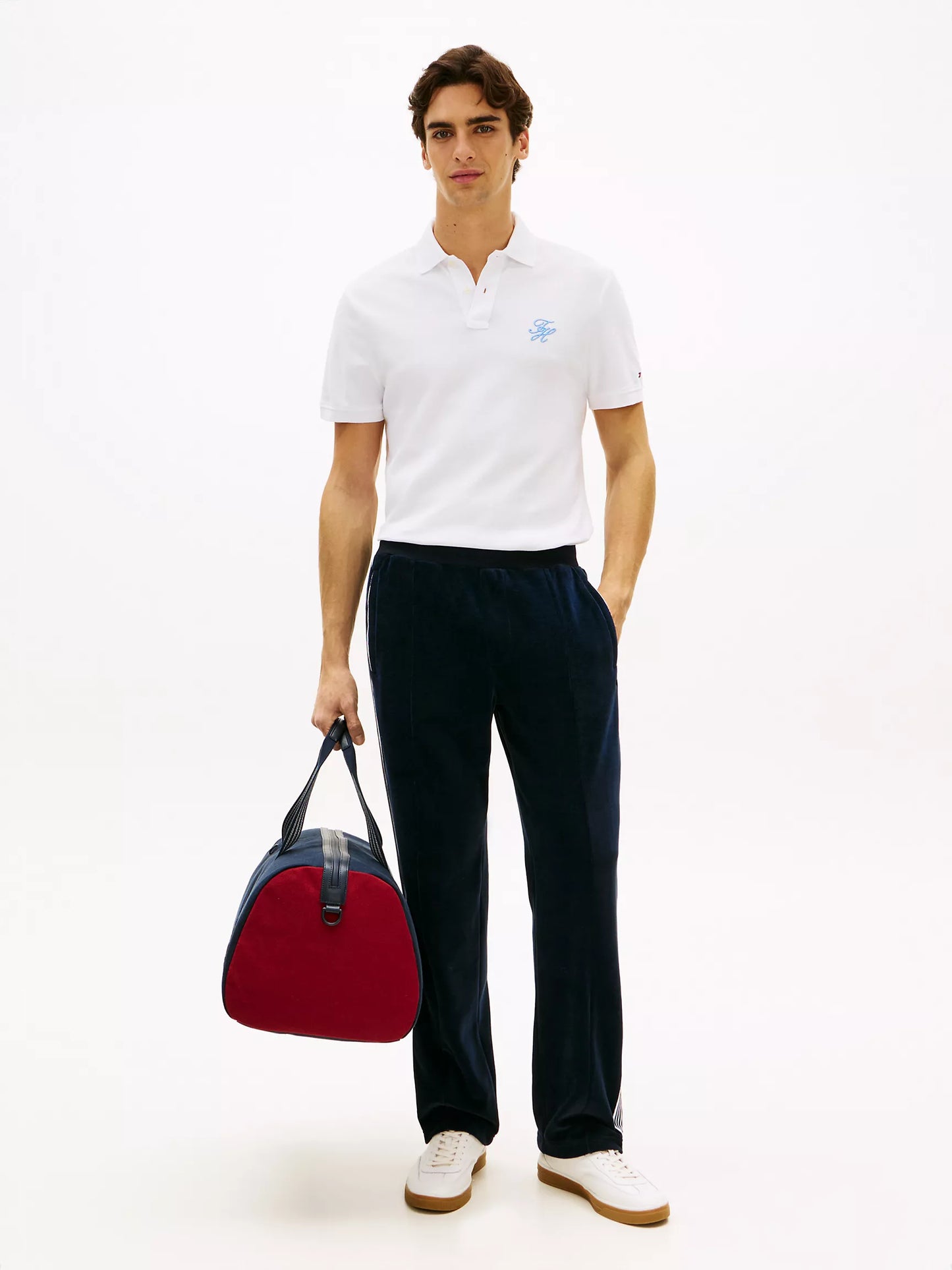 Polo en piqué à monogramme script coupe classique