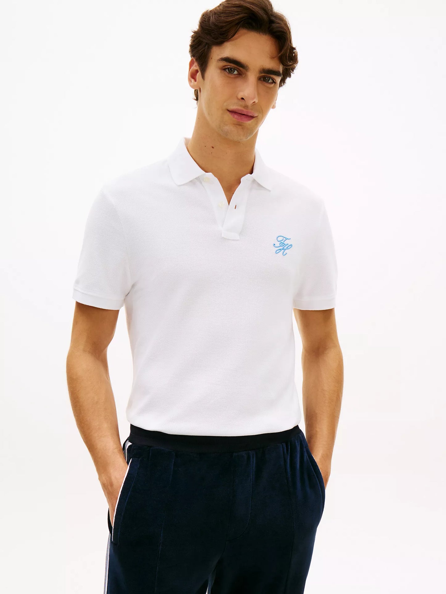 Polo en piqué à monogramme script coupe classique