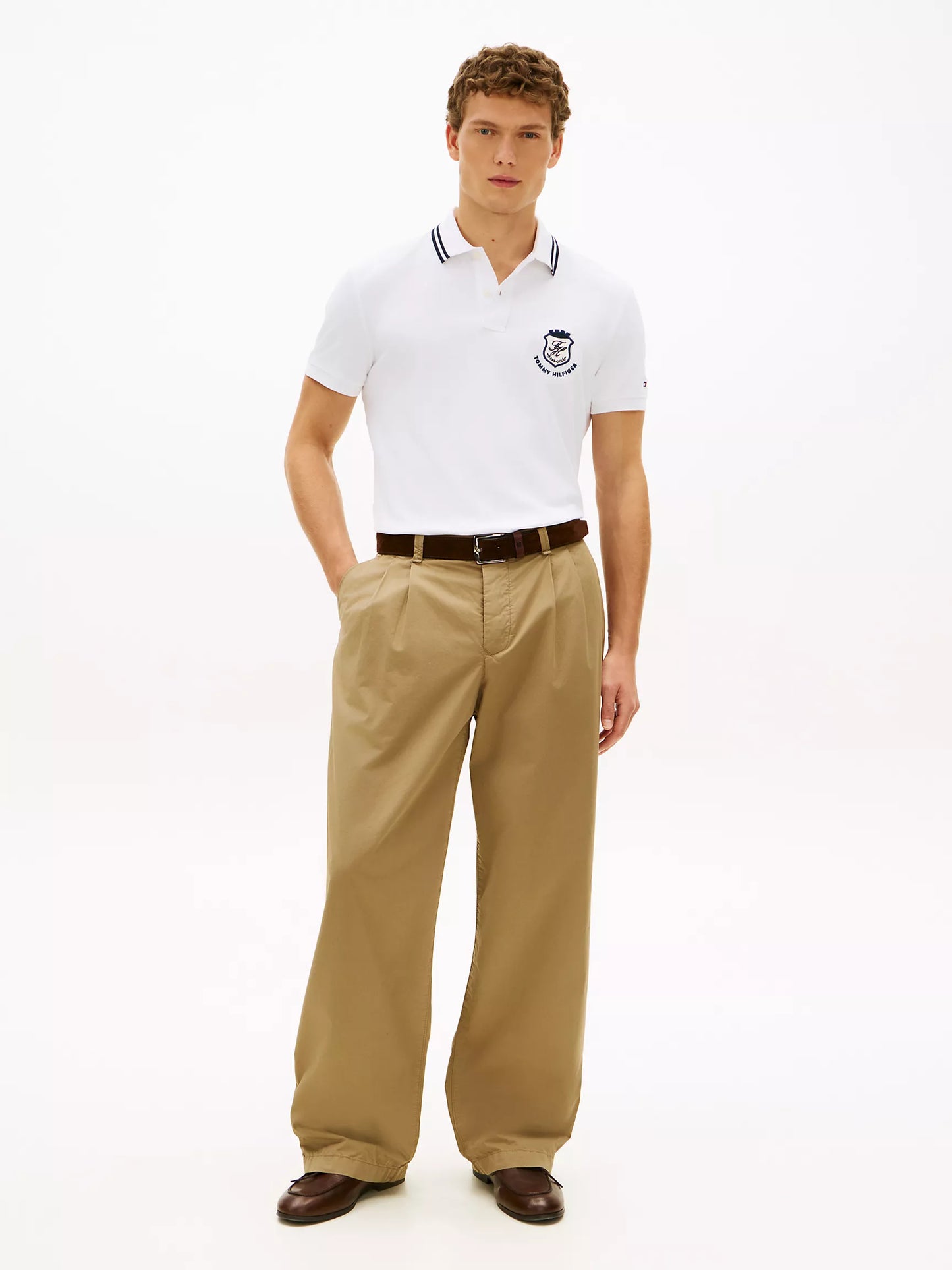 Polo en piqué avec monogramme et écusson, coupe régulière