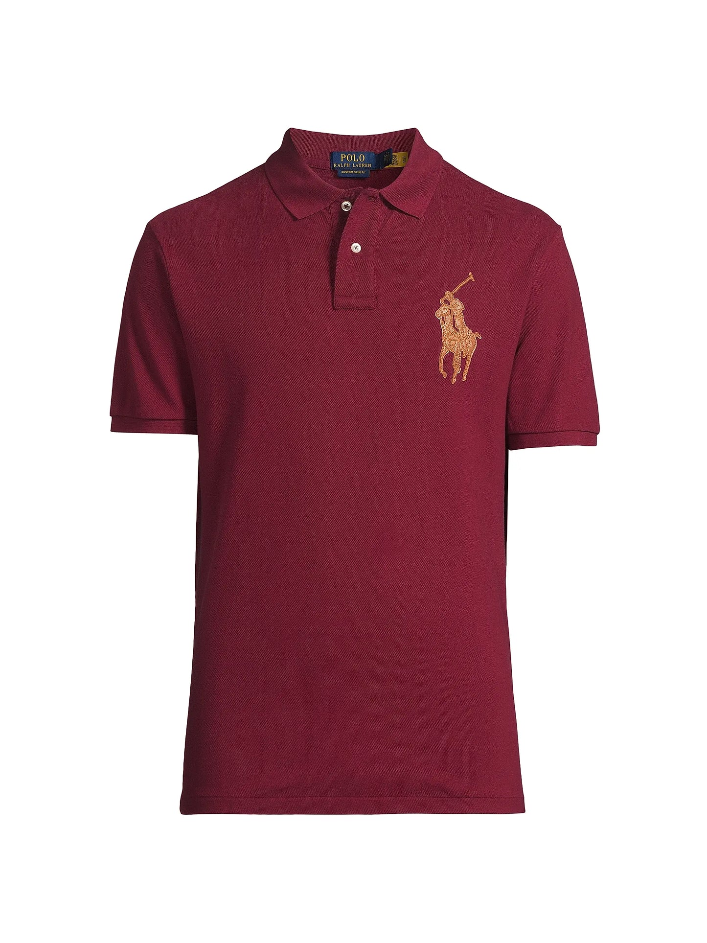 Polo homme coupe Custom Slim Fit avec logo Big Pony en cuir
