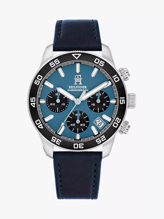 Montre chronographe pour homme avec bracelet en cuir – 41 mm