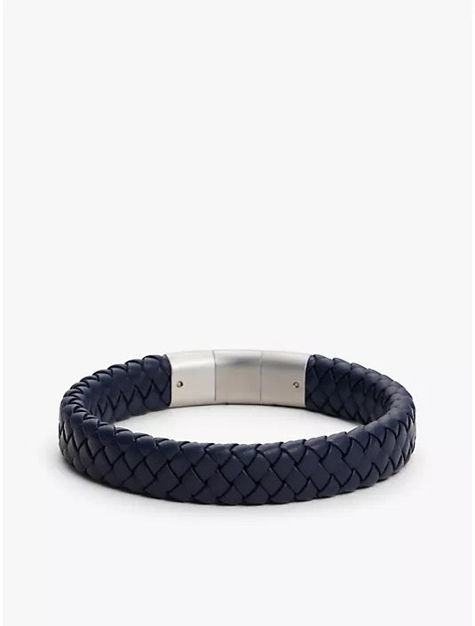 Bracelet en cuir tressé Bleu