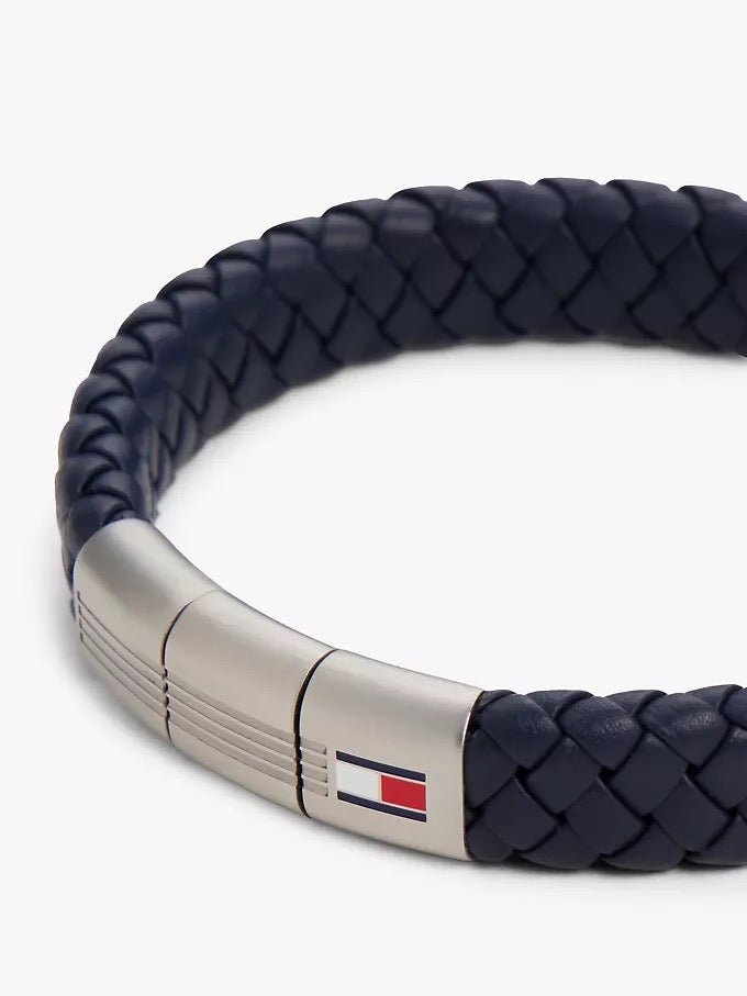 Bracelet en cuir tressé Bleu