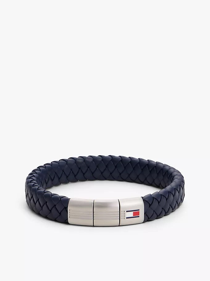Bracelet en cuir tressé Bleu
