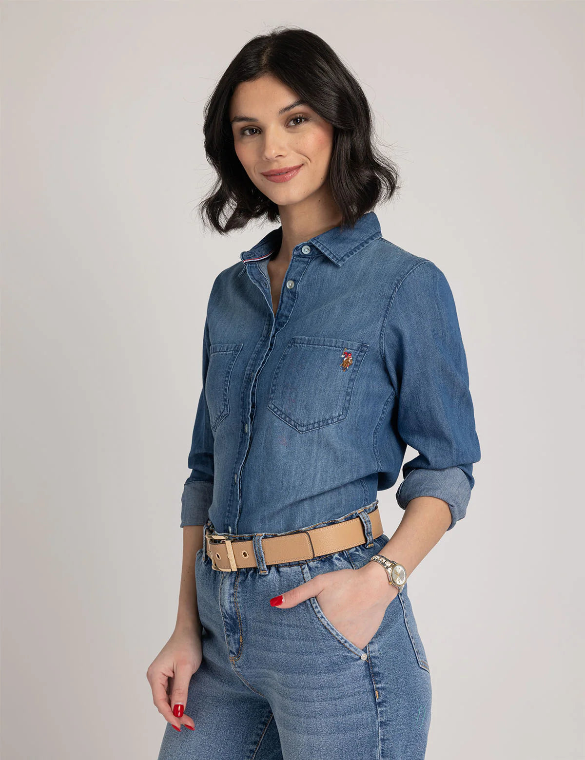 Chemise en jean manches longues