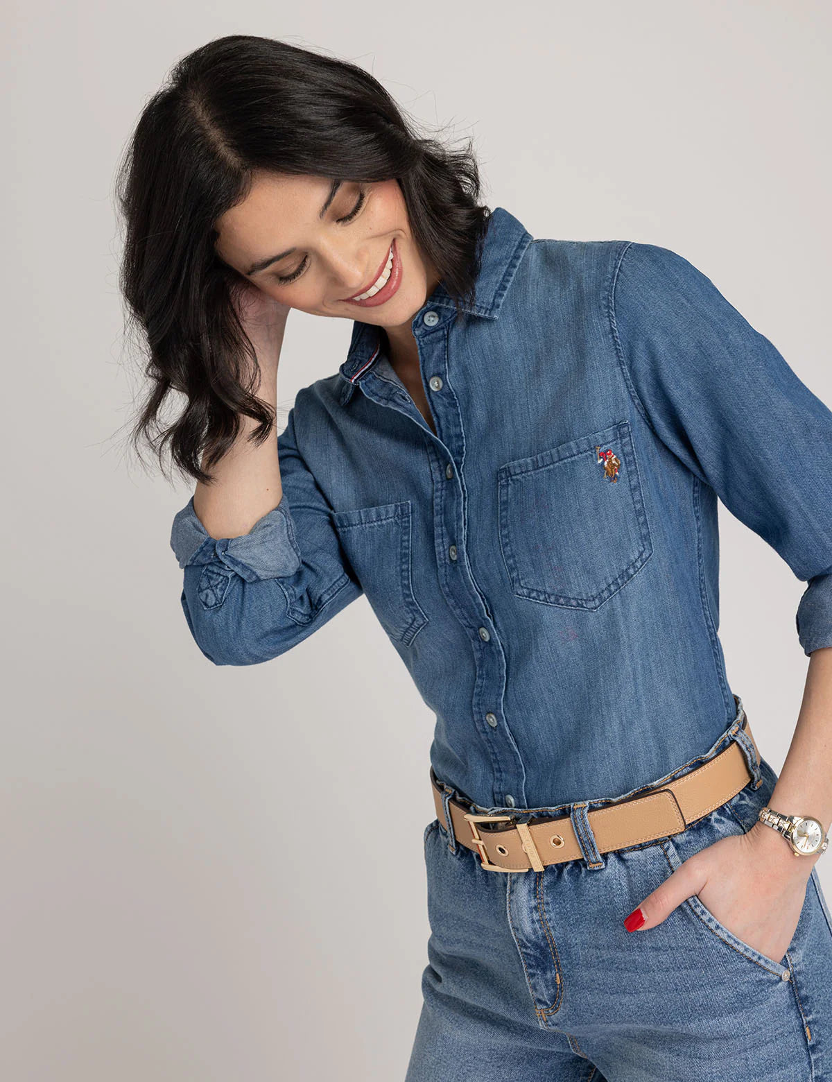 Chemise en jean manches longues