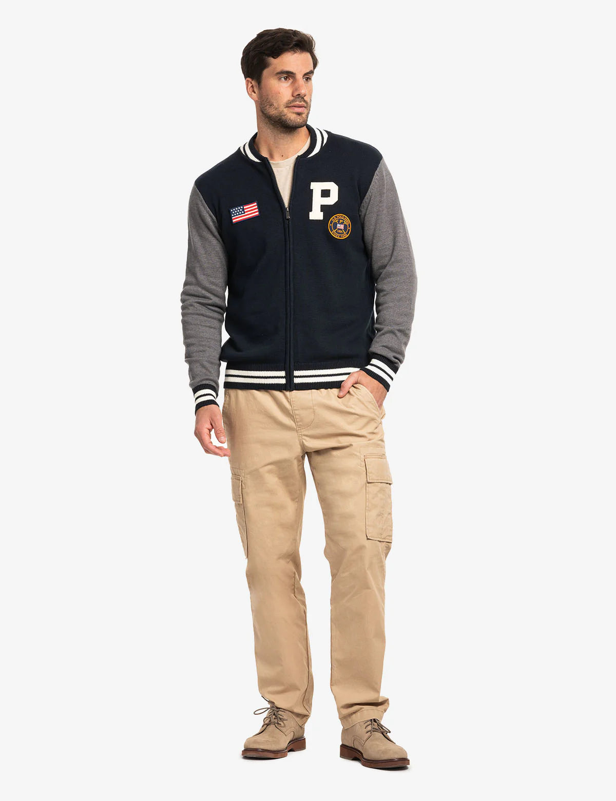 Pull varsity à fermeture intégrale avec écussons