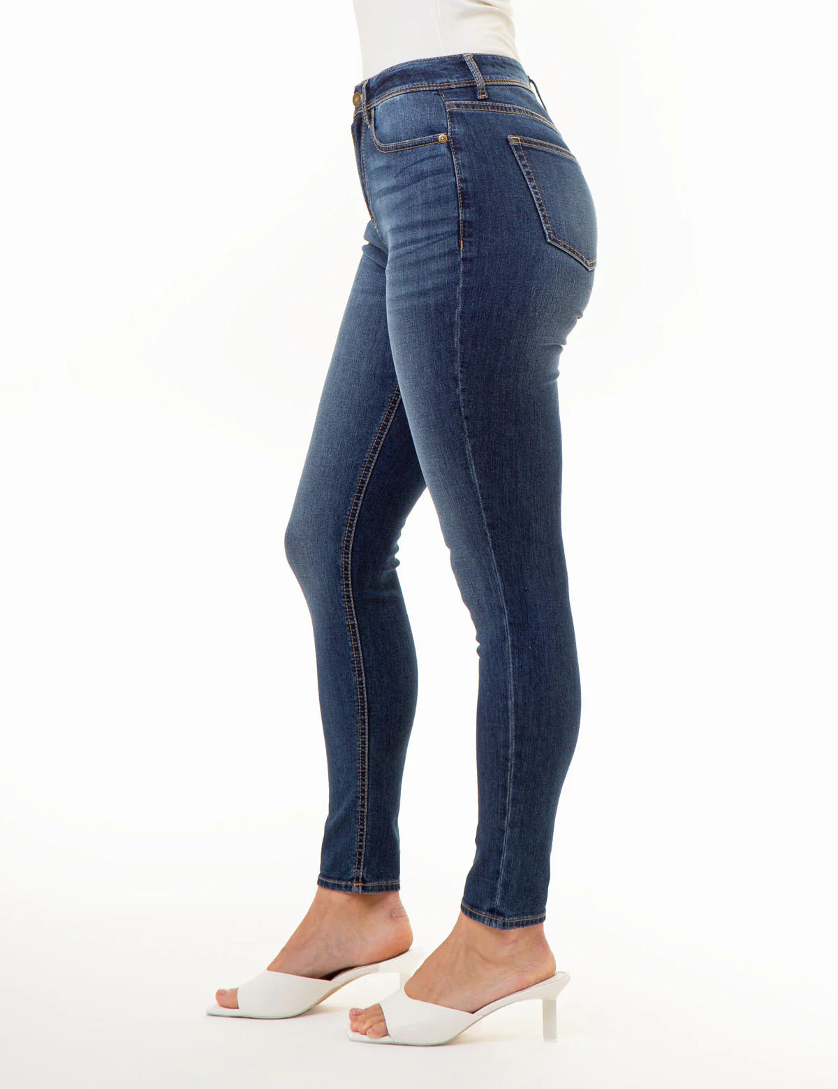 Jean skinny taille haute avec logo oversize