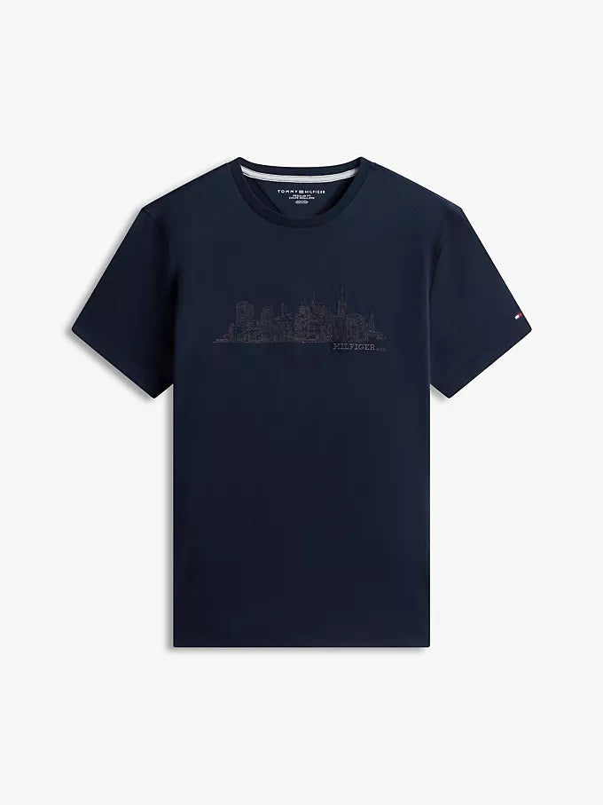 T-shirt graphique avec skyline de New York brodée