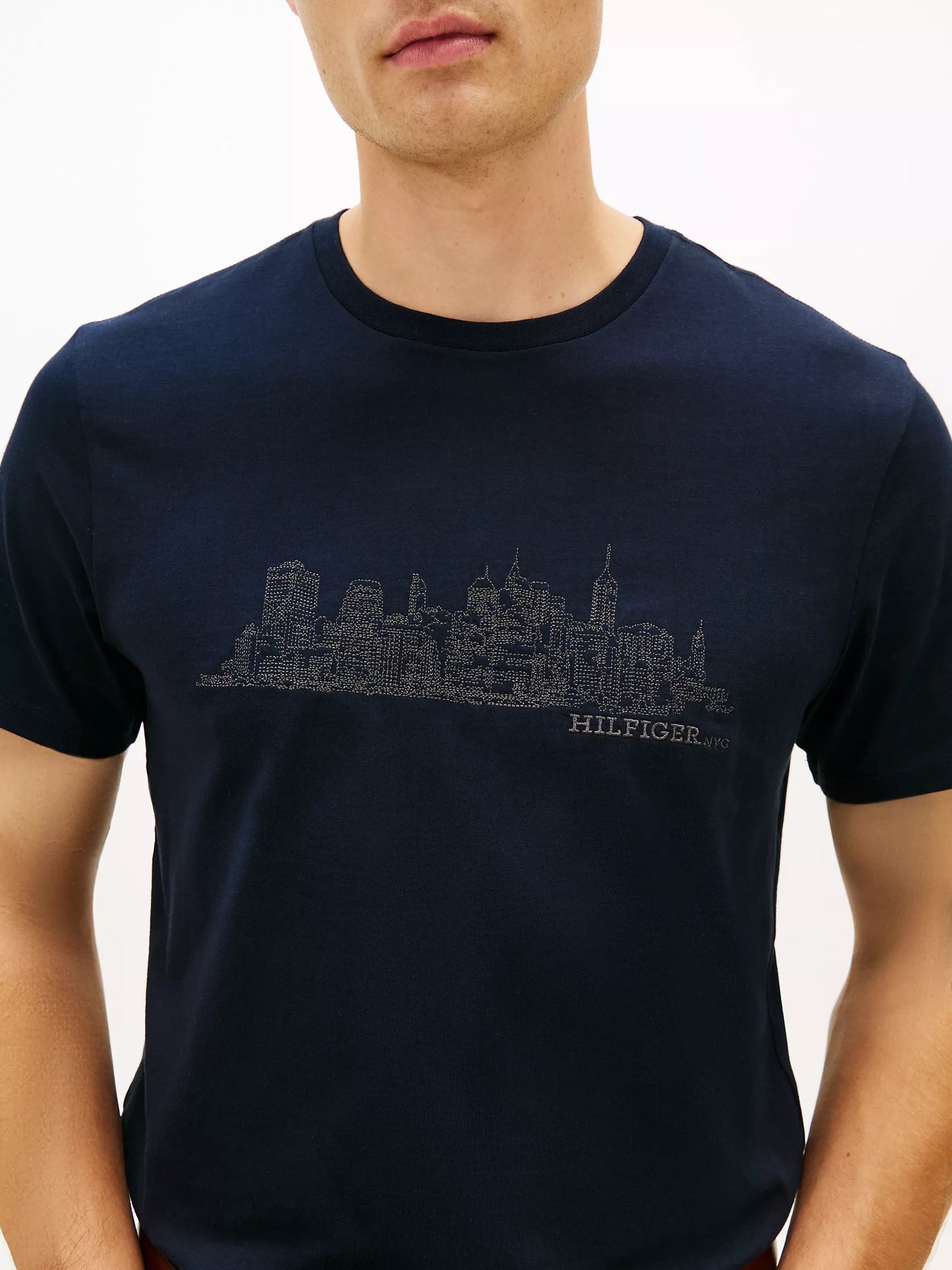 T-shirt graphique avec skyline de New York brodée