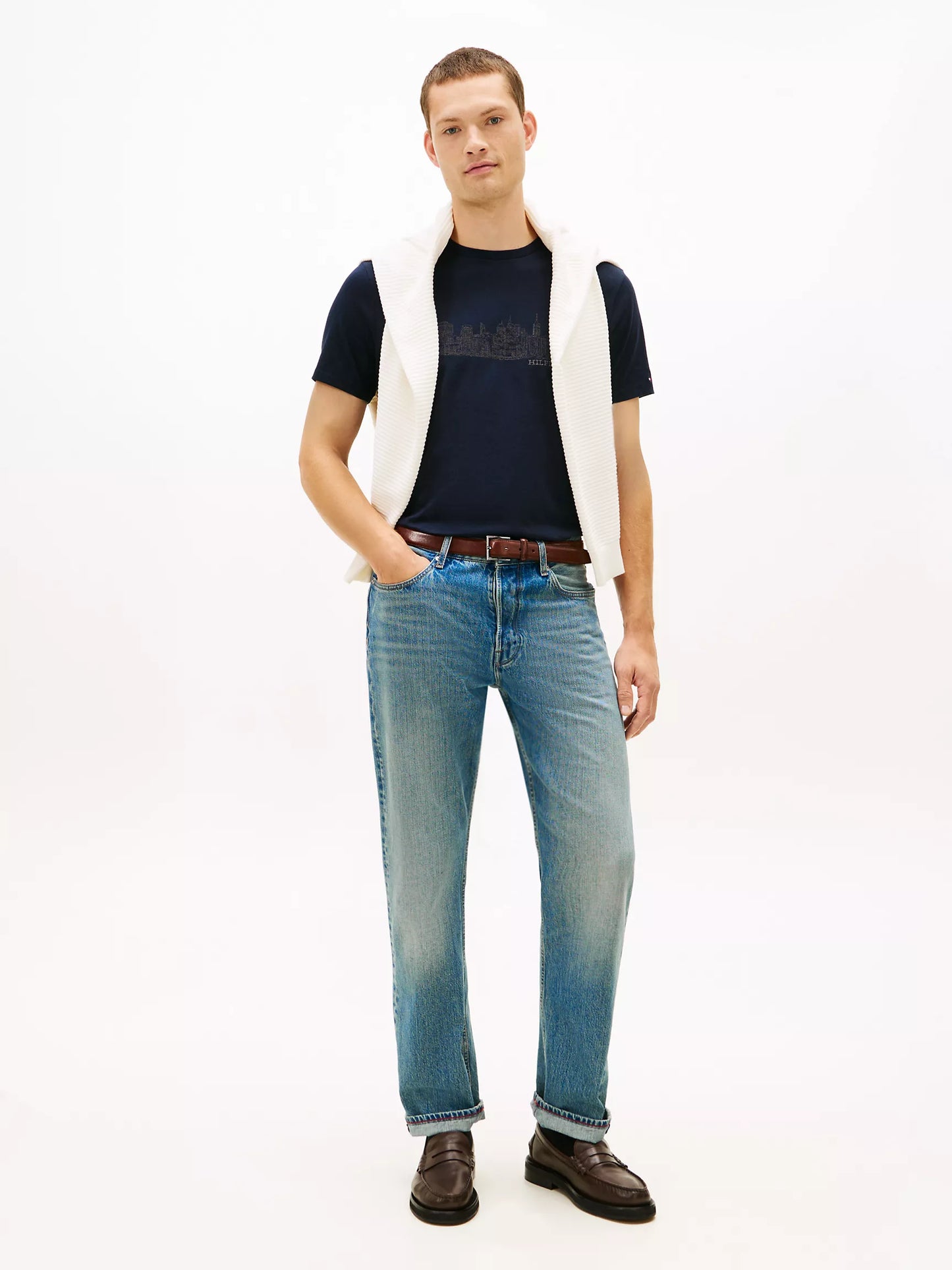 T-shirt graphique avec skyline de New York brodée