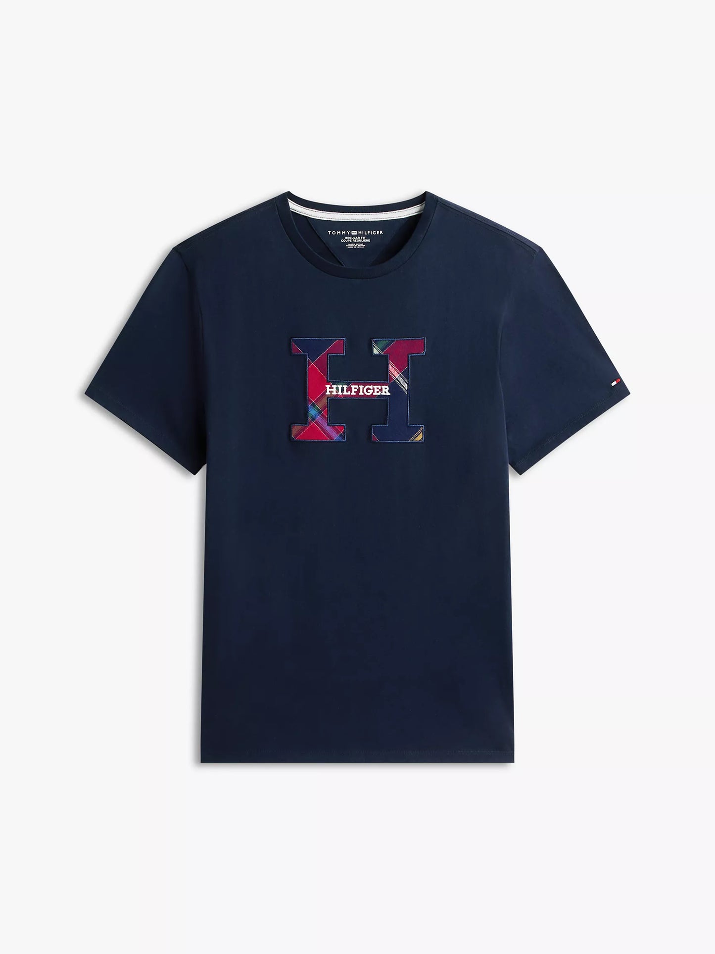 T-shirt à carreaux avec logo monogramme Navy