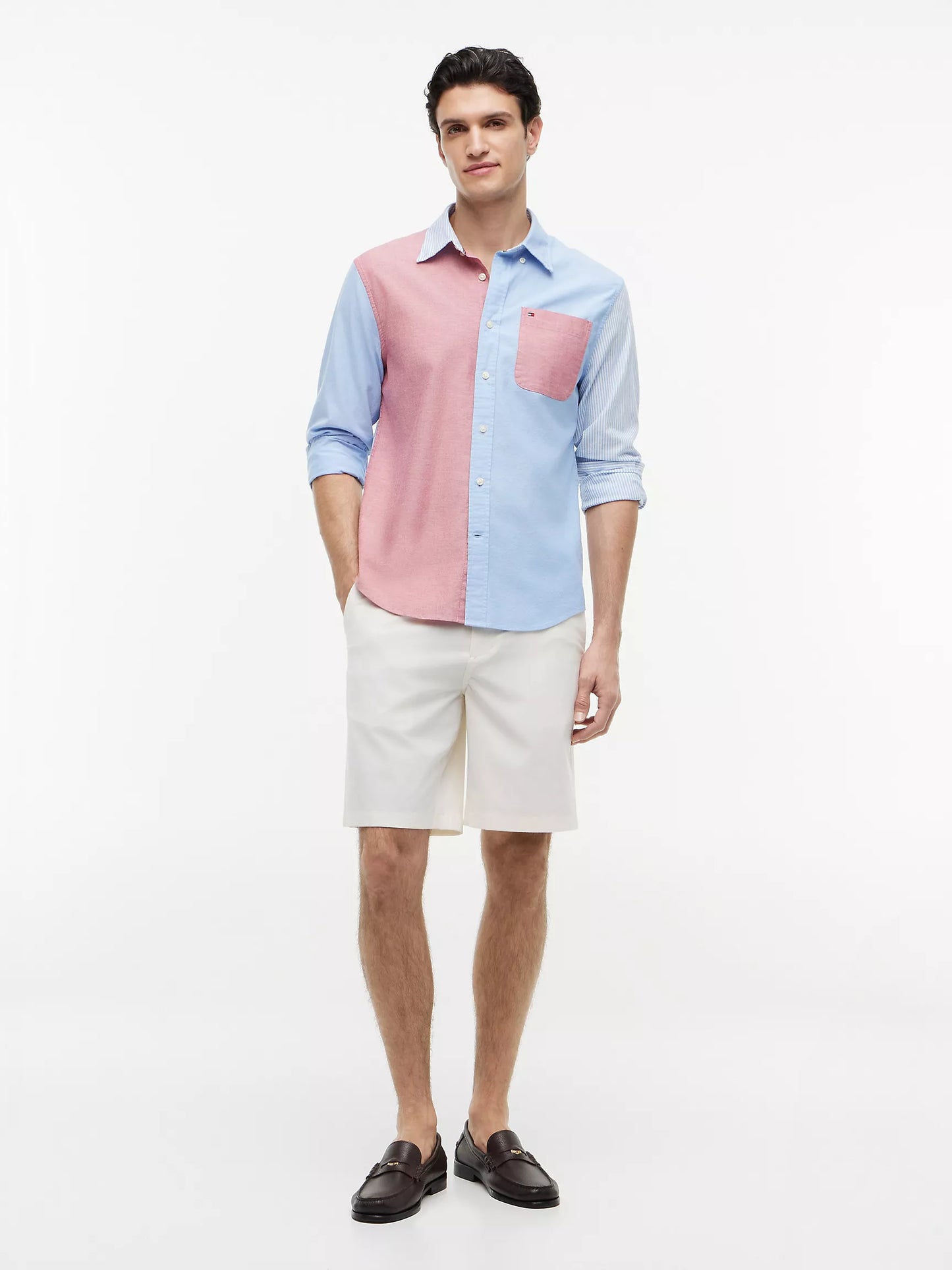 Chemise Oxford à coupe régulière avec blocs de couleur