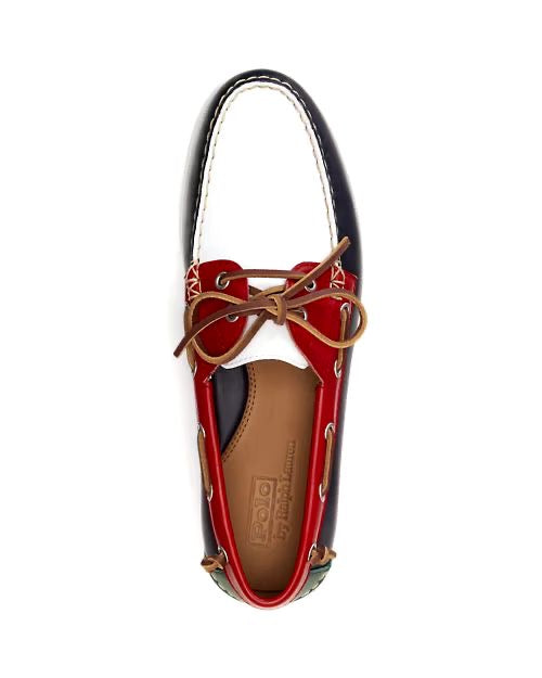 Chaussure bateau en cuir Merton rouge/blanc/bleu