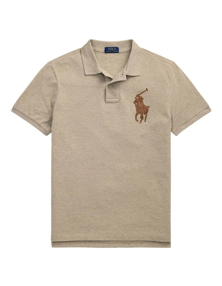 Polo homme coupe Custom Slim Fit avec logo Big Pony en cuir