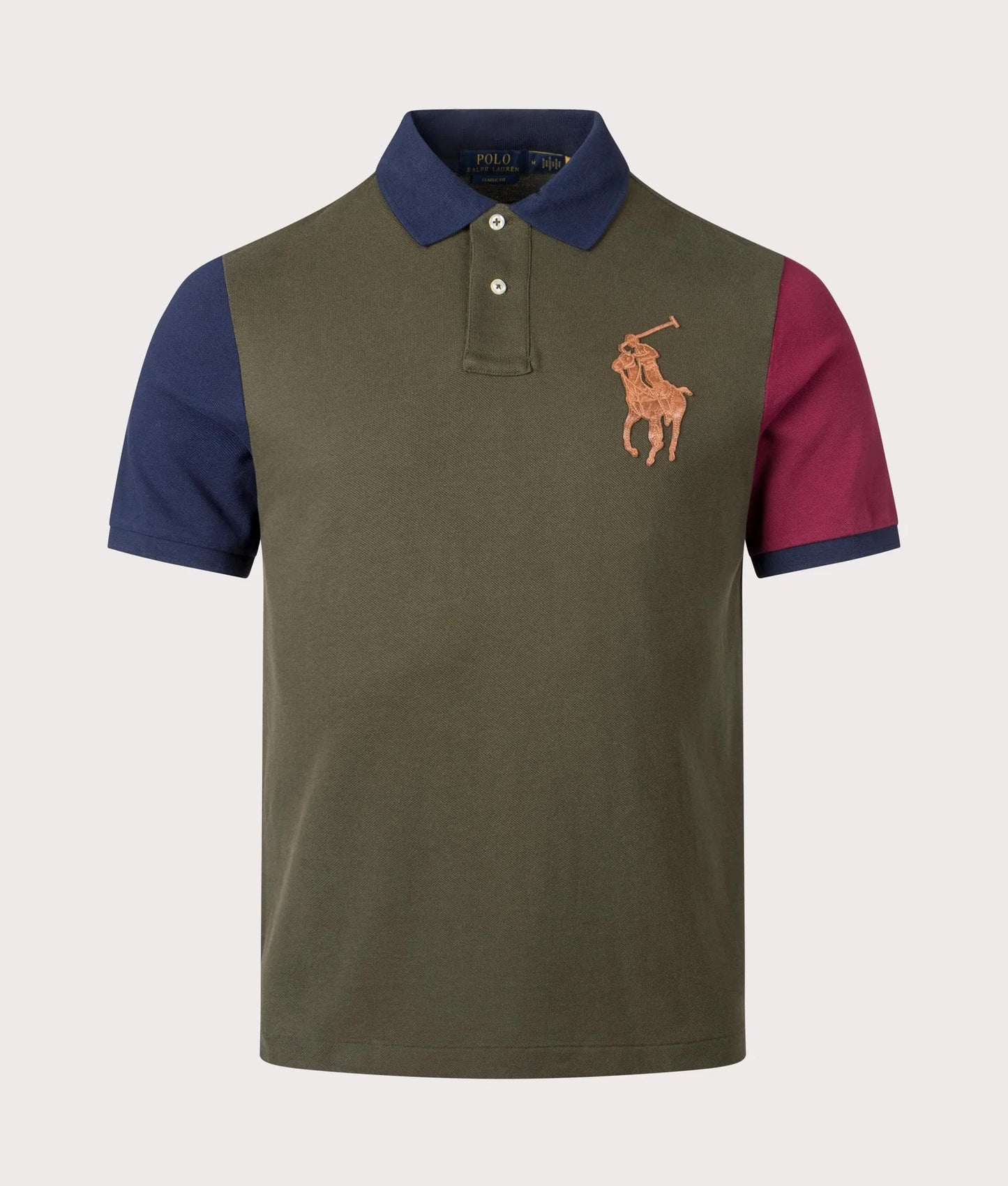 Polo homme coupe Custom Slim Fit avec logo Big Pony en cuir