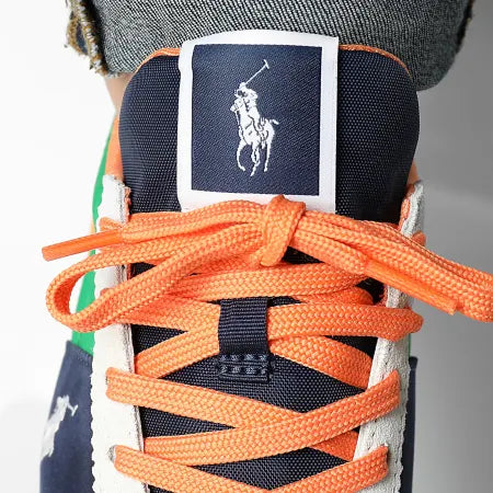 Baskets Train 89 bleu marine, vert et orange