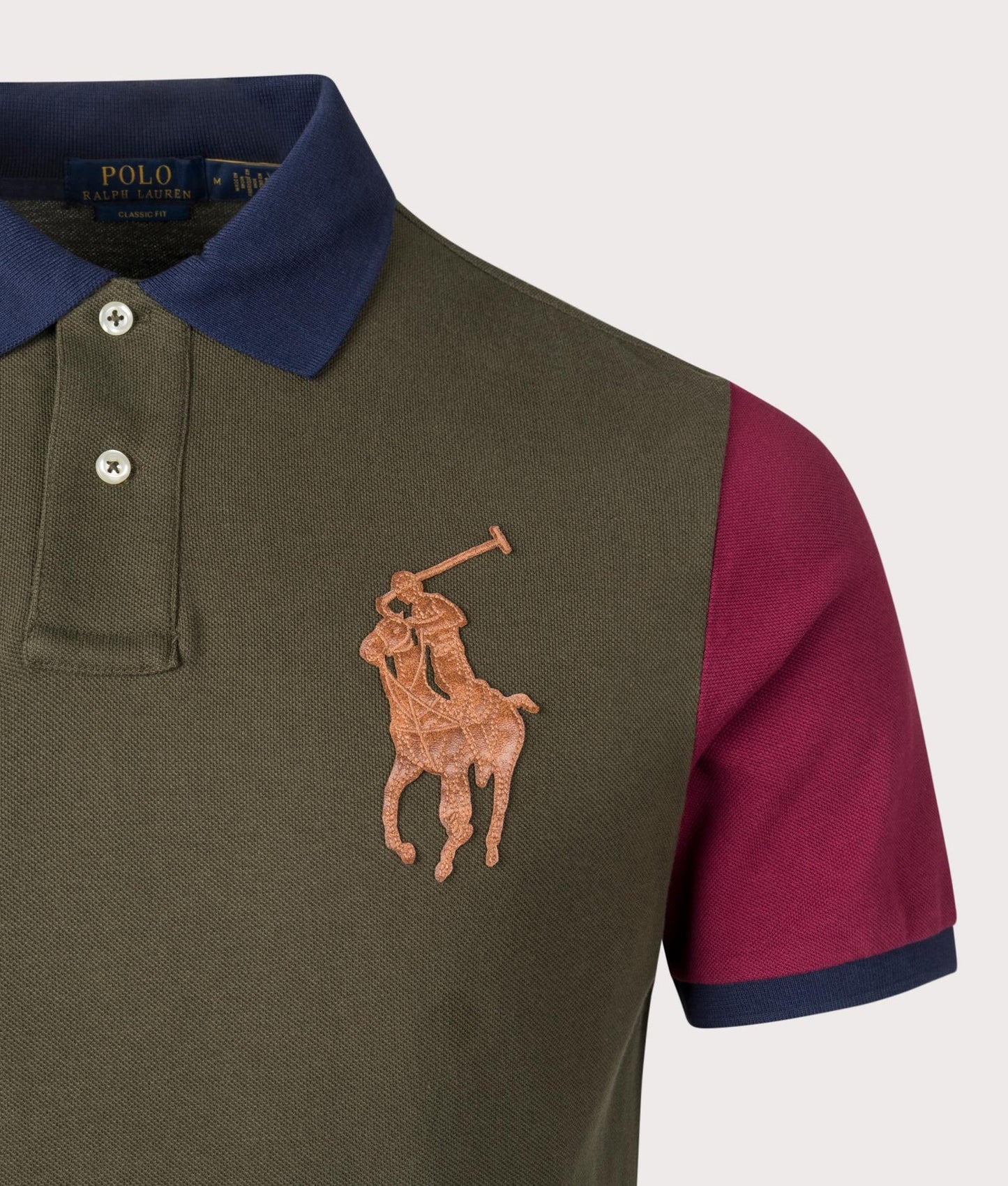 Polo homme coupe Custom Slim Fit avec logo Big Pony en cuir