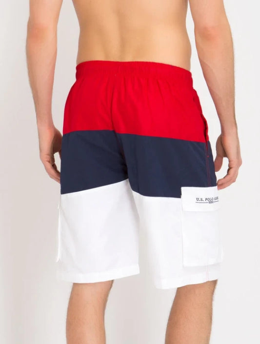 Short de bain cargo colorblock tricolore