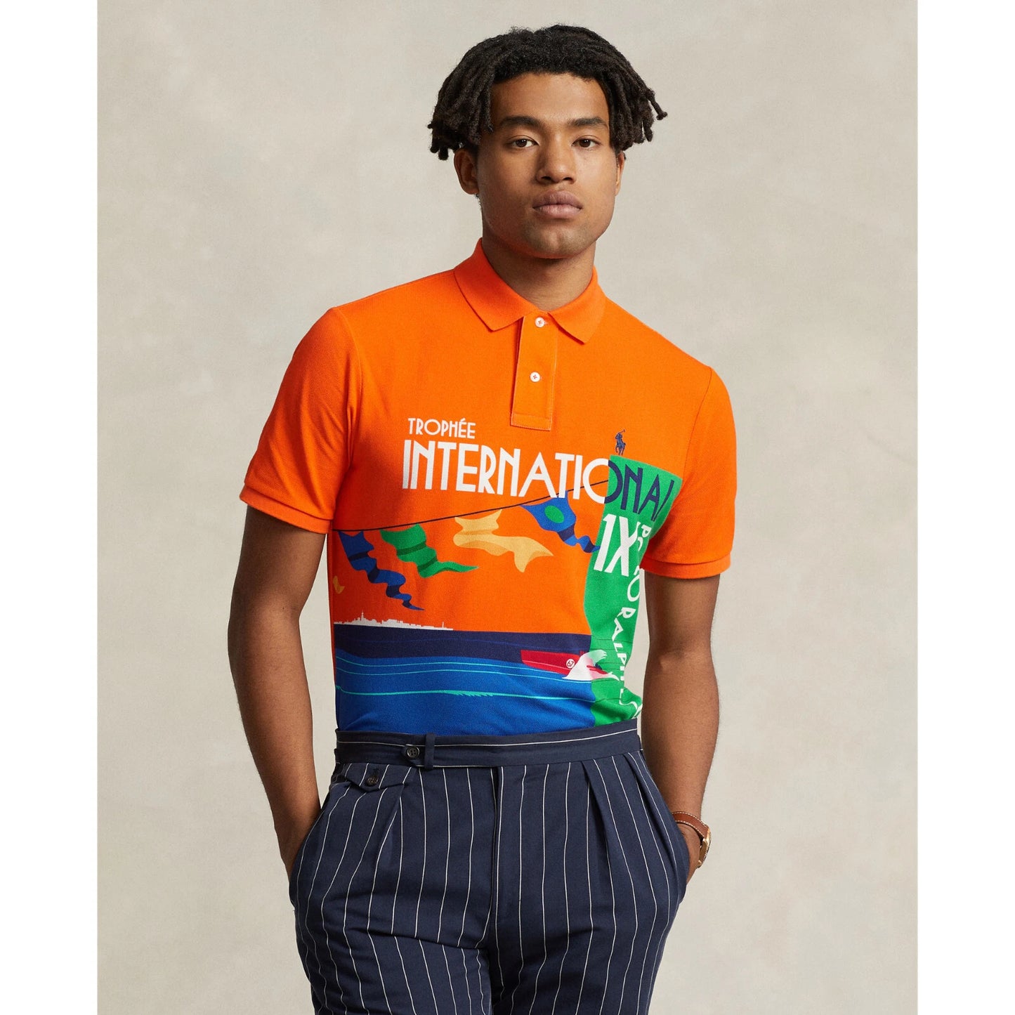 Polo graphique en maille – Coupe classique pour homme