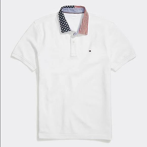 Polo homme col drapeau USA