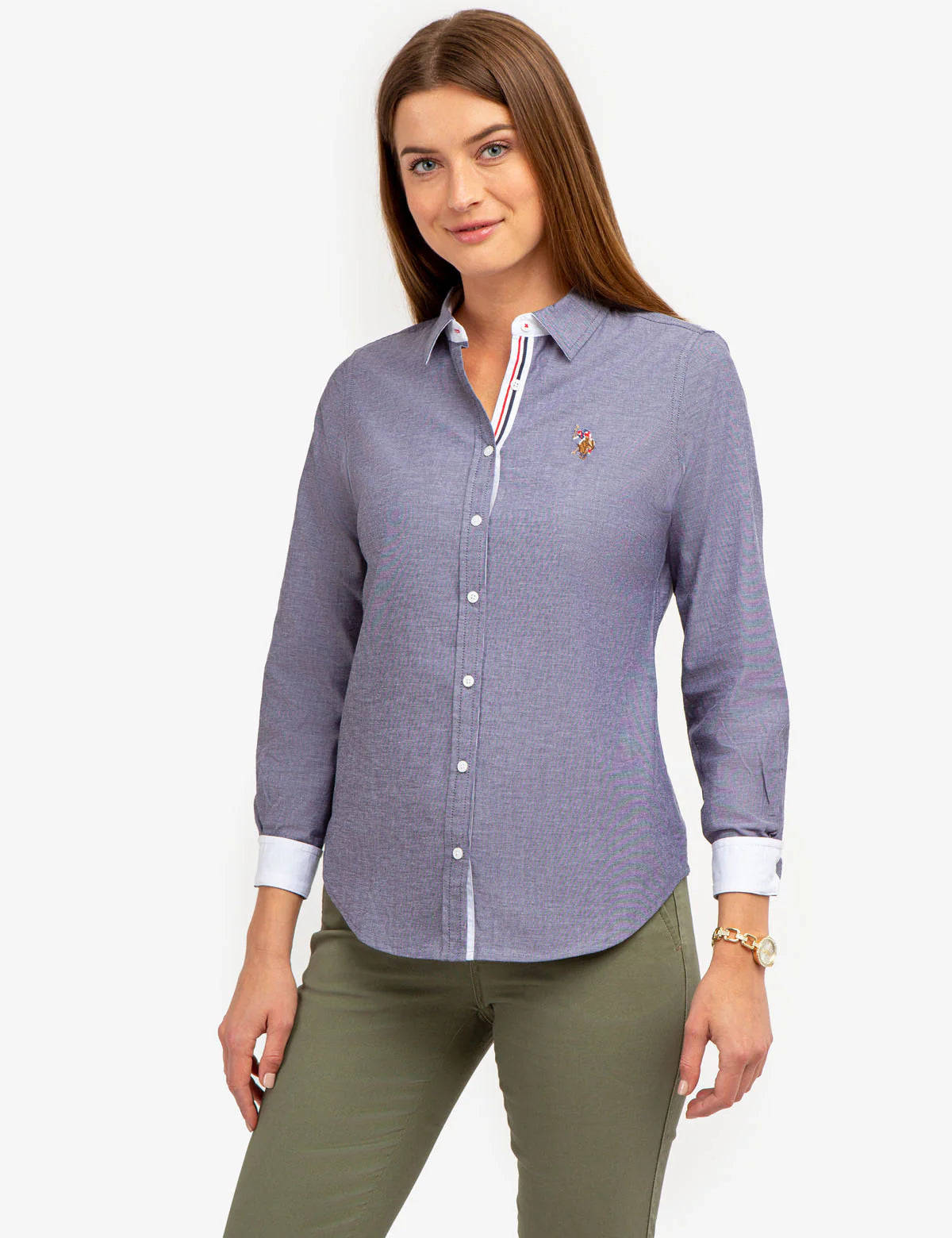 Chemise Oxford unie stretch à manches longues