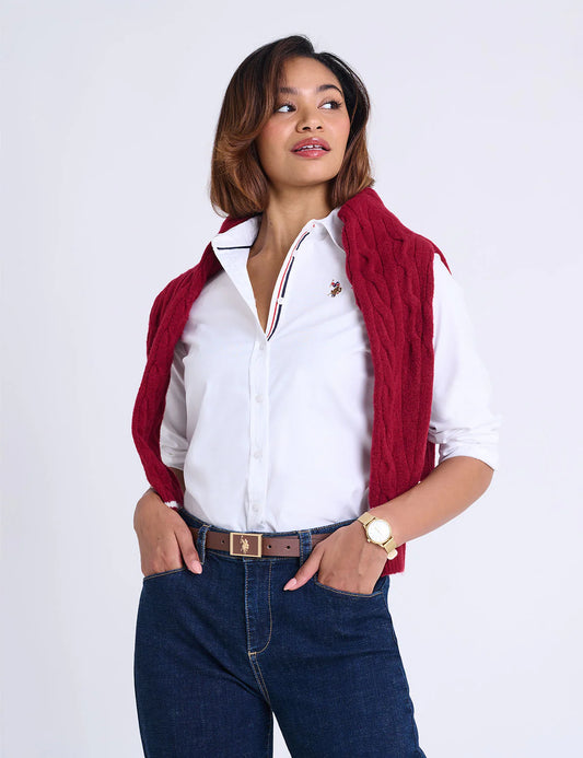 Chemise Oxford unie stretch à manches longues